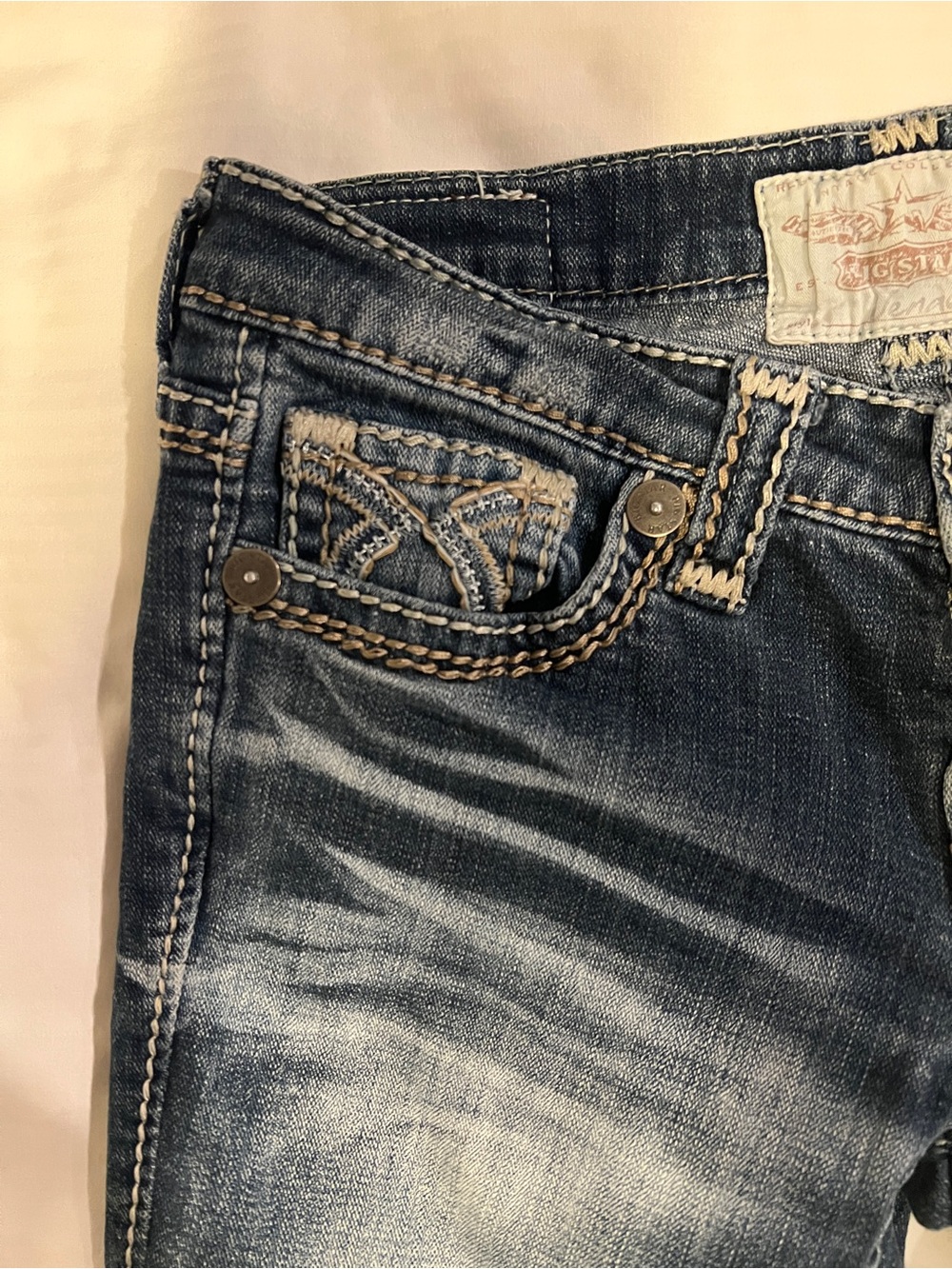 Big Star Jenae Dark Wash Embellished Pocket Jeans size 26 Vintage Y2K - Picture 7 of 15